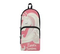 aidingzhi Unicorns Peach Sunshine - Astuccio in nylon a 3 scomparti, astuccio per matite e matite multifunzione, per adolescenti, cancelleria per scuola preppy