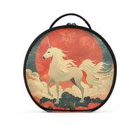 aidingzhi Unicorns Ukiyo-e Style Cosmetic Bag Accessori da viaggio Portatile di grande capacità Borsa cosmetica da viaggio con divisori regolabili 11 IN