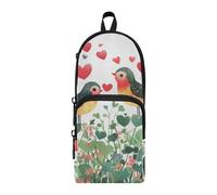 aidingzhi Valentine Clover Fiori Love Bird Nylon 3 Scomparti Grandi Matite Borse Grande Capacità Astucci Cancelleria Borsa per forniture scolastiche