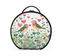 aidingzhi Valentine Clover Flowers Love Bird Borsa per cosmetici con scomparti e maniglia cerniera trucco borse per donne con divisori regolabili 27,9 cm
