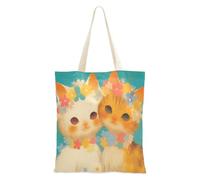 aidingzhi Vintage Cute Cats Canvas Tote Bag robusta Canvas Grocery Bag Christmas Pensionment Shopping Beach Work 40,6 x 38,1 cm scuola essenziale