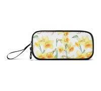 aidingzhi Vintage Fiori Gialli Primavera Nylon Matita Bag Con Maniglia Grande Capacità Art Pencil Case Cancelleria Scuola per Uomo Scuola