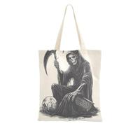 aidingzhi Vintage illustrazione disegnata a mano di un triste Mietitore Tote Bag Tela riutilizzabile Canvas Borse della spesa per la spesa di drogheria e mercato degli agricoltori 40,6 x 38,1 cm
