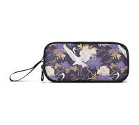 aidingzhi Viola Cranes Fiori Bianco Nylon Scuola Matita Sacchetto di Alta Capacità Astucci Per La Scuola Cancelleria Organizzatore per Preppy School Teacher
