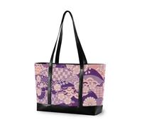 aidingzhi Viola Giapponese Zephyr Cherry Blossoms Grande Capacità borsa del computer portatile per il lavoro con cerniera 14 pollici tote bag per le donne lavorano con il pannolino