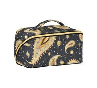 aidingzhi Wasteland Punk Paisley Bronzo Blu Scuro Cosmetici Borsa con Divisori Portatile Cosmetici Borse Con Cerniera Accessori Da Viaggio