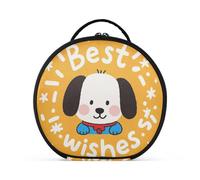 aidingzhi Wishes Caton - Beauty case con grazioso cane bianco, misura da viaggio, per accessori essenziali, con manico e divisori regolabili, 27,9 cm