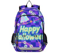 aidingzhi zaini per bambini per la scuola 8-12: borsa moderna libri per liceo in colori assortiti - Halloween Blue and Black Pumpkin