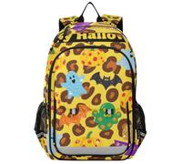 aidingzhi zaini sfusi per bambini 8-12: borsa libri regolabile per liceo in colori assortiti - Giallo-marrone zucca Halloween