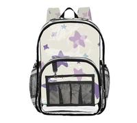 aidingzhi Zaini trasparenti per bambini per la scuola per ragazze borse trasparenti resistenti, bella stella pastello viola blu, Bella stella pastello viola blu