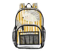 aidingzhi Zaini trasparenti per scuola bambini zaini trasparenti per la scuola per ragazze ragazzi borse trasparenti robuste riccio a righe giallo, Riccio a righe giallo