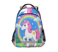 aidingzhi Zaino classico per bambini con disegni di unicorni arcobaleno bianchi con grande borsa per libri per la scuola media (prop3)