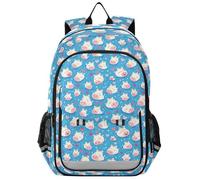 aidingzhi zaino per bambini 8-12: borsa libri casual per liceo in colori assortiti - Cute Cartoon Blue Hippo