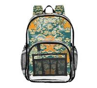 aidingzhi Zaino per la scuola zaino trasparente per ragazzi borsa trasparente ad alta resistenza, stile tigre cinese, giallo, Tigre in stile cinese, giallo