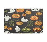 aidingzhi Zerbino decorativo senza cuciture con zucca di Halloween e motivo per ingresso esterno per interni ed esterni, 81,3 x 50,8 cm, in gomma antiscivolo, extra per vacanze, ingresso decorativo