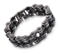 AidiOn Bracciale Da Uomo in Acciaio Inossidabile Con Catena Per Bicicletta, Bracciale A Catena Per Moto, Bracciale Nero Punk, Gioielli Di Moda Maschile, Facile Da Abbinare E,1.8cm*20.5cm