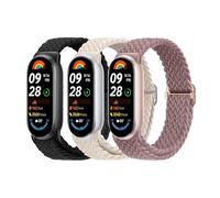 AidorMax 3 Pezzi Cinturino Intrecciato Compatibile con Xiaomi Smart Band 9/Xiaomi Smart Band 8, Cinturini in Tessuto Elastico Regolabile per Mi Band 9/Mi Band 8
