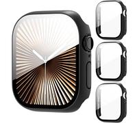 AIDOWU 3 Pezzi PC Rigido 360° Custodia Compatibile con Apple Watch Series 10/11 42mm Pellicola Protettiva in Vetro Temperato Anti Graffio,Sensibile Tocco,Ultrasottil Cover Protezione,Nero