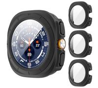 AIDOWU 3 Pezzi PC Rigido Custodia per Samsung Galaxy Watch Ultra 47mm Vetro Temperato Pellicola Protettiva Anti Graffio,Sensibile al Tocco,Ultrasottil Cover per Samsung Galaxy Watch Ultra 47mm,Nero
