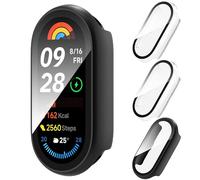 AIDOWU 3 Pezzi PC Rigido Custodia per Xiaomi Smart Band 9 Vetro Temperato Pellicola Protettiva Anti Graffio,Sensibile al Tocco,Ultrasottil Cover per Xiaomi Smart Band 9
