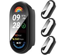 AIDOWU 3 Pezzi PC Rigido Custodia per Xiaomi Smart Band 9 Vetro Temperato Pellicola Protettiva Anti Graffio,Sensibile al Tocco,Ultrasottil Cover per Xiaomi Smart Band 9