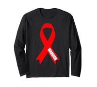 Aids Warrior - Maglia con Nastro Rosso per la consapevolezza dell'HIV, Giornata Mondiale dell'AIDS Maglia a Manica