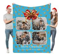 Aiebill Coperta personalizzata con 4 foto per compleanno, anniversario, matrimonio, Natale, coppie, regali personalizzati per papà, mamma, nonno, marito, adulti