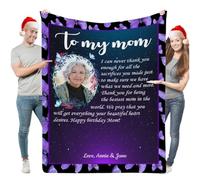 Aiebill Coperta personalizzata con lettere scritte a mano con 1 foto - Coperta per posta in flanella personalizzata, accogliente regalo del Ringraziamento per familiari e persone care