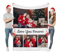 Aiebill Coperte personalizzate natalizie per papà coperte personalizzate con testo foto, coperta personalizzata con 4 foto, regali personalizzati per papà nonno per compleanno festa del papà