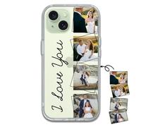 Aiebill Custodia per collage di 4 foto personalizzata per iPhone 14 Plus, 13, 12 Mini, 11,15 Pro Max, 16 Pro, 17 Air, personalizzata con testo, regalo ideale per coppie o fratelli