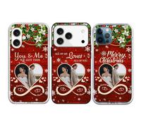 Aiebill Custodia per foto personalizzata con cuore infinito per iPhone 14 Plus, 13, 12 Mini, 11, 15 Pro Max, 16 Pro, 17 Air, personalizzata con nome, per coppia o fratelli