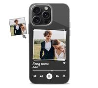 Aiebill Custodia personalizzata con collage di 1 lettore musicale per iPhone 14 Plus, 13, 12 Mini, 11,15 Pro Max, 16 Pro, 17 Air, personalizzata con testo, regalo ideale per coppie o fratelli