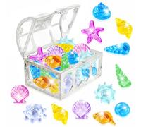 AIEDECOPT Gemme Pirata Set, 36 Pietre Colorate con 1 Forziere Pirati, Gemme per Giocattoli Subacquei, Giocattoli per Immersioni con Gemmes per per Piscine, Spiagge e Cacce al Tesoro (Argento)