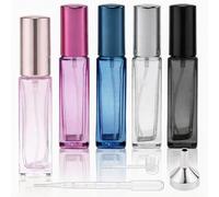 Aieino 5 flaconi da viaggio ricaricabili per profumo da 10 ml, mini flaconi spray per dopobarba, con erogatore a imbuto, per donne e uomini, borsa tascabile (corta)