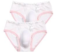 AIEOE Camel Toe Slips Crossdresser Nascondono Lettere in pizzo Sissy Gaff Panty a vita bassa, confezione da 2 slip transgender biancheria intima EU S-L (Asie M-XL), bianco, S