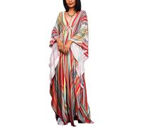 AIEOE Donna Abito da Spiaggia Copricostumi Lungo Maxi Bohemien in Stile Caftano Beach Loungewear Estivo Taglie Unica Forti Colore 01