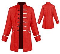 AIEOE Giovane cappotto steampunk bambino medievale gotico da passeggio rinascimentale vittoriano pirata costume vichingo per carnevale partit cosplay maniche lunghe vintage ragazzo giacca rosso, 145