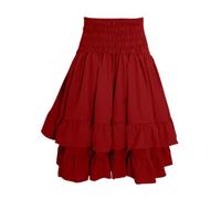 AIEOE Gonna gotica da donna medievale Steampunk Gonna a linea ad A, stile vintage, a vita alta, plissettata, con volant e coulisse, S-XXL, Colore: rosso, XXL