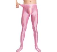AIEOE Olio Lucido Legging per Gli Uomini Collant Lucidi A Vita Alta Leggings Stretti Olio Calze Lucide Collant Setosi Calze Lucide Pantaloni Calzini Elastico Collant, rosa, XXL