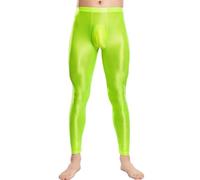 AIEOE Uomini Glossy Stretti Pantaloni Brillanti Leggings Olio Lucido Pantaloni Collant Nylon Pantaloni Sportivi Grandi Dimensioni Clubwear Pantaloncini Pantaloni M-XXL, verde, M