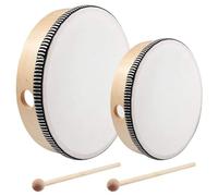Aieraczy 2 Pezzi Tamburo a Mano In Legno, 6 pollici e 8 pollici Tamburello Strumento Musicale, Professionale Percussioni per Feste Danza, Scuola