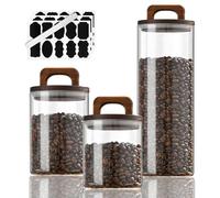 Aieraczy Barattoli Vetro con Coperchio, Contenitori per Alimenti con Coperchi in Bambù, Contenitori Pasta Dispensa, Barattolo Sale, Barattoli Cucina per Spezie Chicchi di Caffè, Cereali