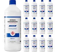 AIESI® Acqua Ossigenata disinfettante F.U. 3% 10 Volumi con tappo di sicurezza per bambini flacone da 1 litro (Confezione da 12 pezzi), Made in Italy