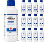 AIESI® Acqua Ossigenata disinfettante F.U. 3% 10 Volumi con tappo di sicurezza per bambini flacone da 250 ml (Confezione da 12 pezzi), Made in Italy