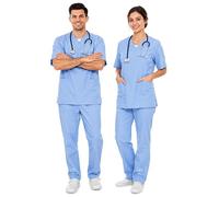 AIESI® Divisa Sanitaria uomo donna in cotone 100% sanforizzato pantaloni e casacca scollo a V