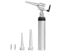 AIESI® Otoscopio Veterinario professionale a testa aperta illuminazione LED 3V a luce bianca con 3 coni in acciaio inox VETSCOPE, fornito con lampadina di ricambio, Garanzia Italia 24 mesi