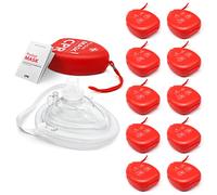 AIESI® Pocket Mask maschera di rianimazione professionale (10 pezzi) per respirazione bocca a bocca con valvola unidirezionale e filtro, CPR Mask-Resuscitator