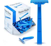AIESI® Rasoi monouso per tricotomia monolama (100 pezzi) in acciaio inox con pettine e cappuccio di protezione
