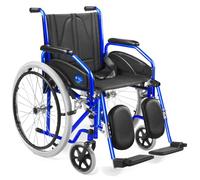 AIESI® Sedia a Rotelle pieghevole leggera con pedane elevabili regolabili AGILA EVOLUTION PLUS, Braccioli estraibili, Cintura di sicurezza, Pompa di gonfiaggio, Garanzia Italia 24 mesi