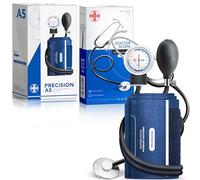 AIESI® Sfigmomanometro Manuale Professionale Aneroide per adulti con stetoscopio piatto PRECISION A5 + DOCTOR SCOPE, Garanzia Italia 24 mesi